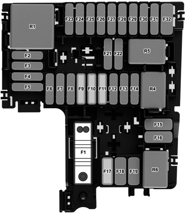 Volkswagen ID.7 (2023-2024): Under-hood compartment fuse box diagram