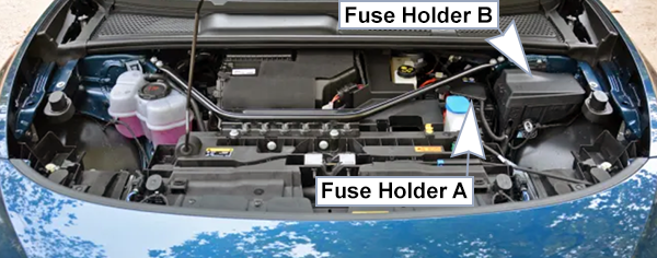 Volkswagen ID.7 (2023-2024): Under-hood compartment fuse box location