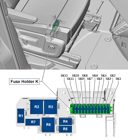 Volkswagen Multivan (T7; 2022-2024): Fuse Holder K