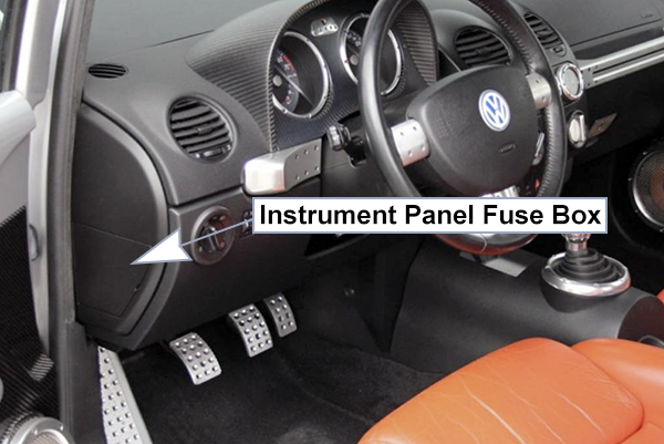 Volkswagen New Beetle (2002-2005): Instrument panel fuse box location