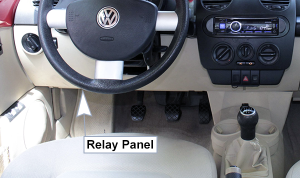 Volkswagen New Beetle (2002-2005): Relay Panel Location