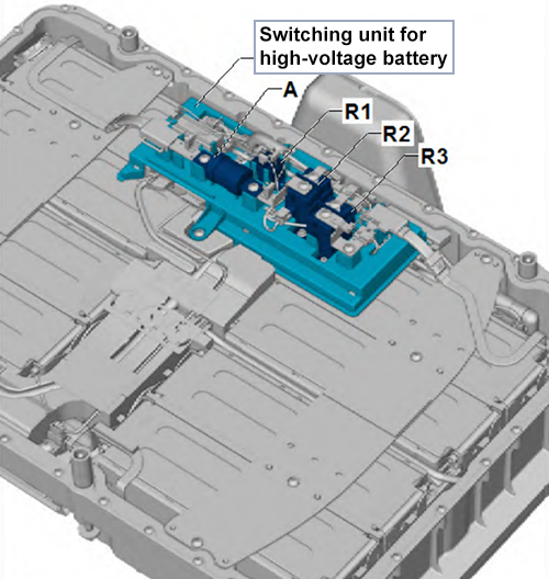 Volkswagen Passat (B8; 2015-2018): Switching unit for high-voltage battery