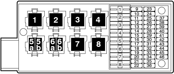 Volkswagen Phaeton (2004-2006): Rear compartment fuse box diagram