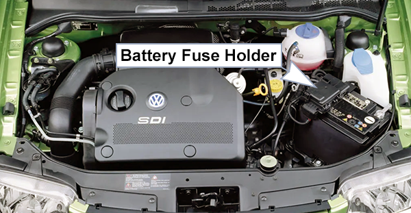 Volkswagen Polo (Mk3; 1999-2002): Battery Fuse Holder Location