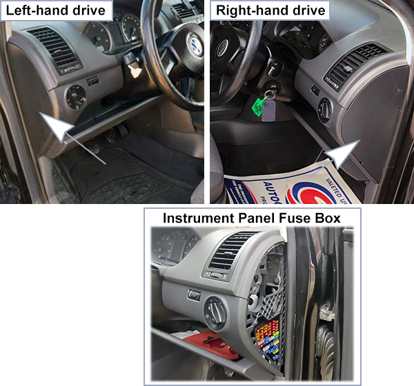 Volkswagen Polo (Mk4; 2002-2005): Passenger compartment fuse panel location