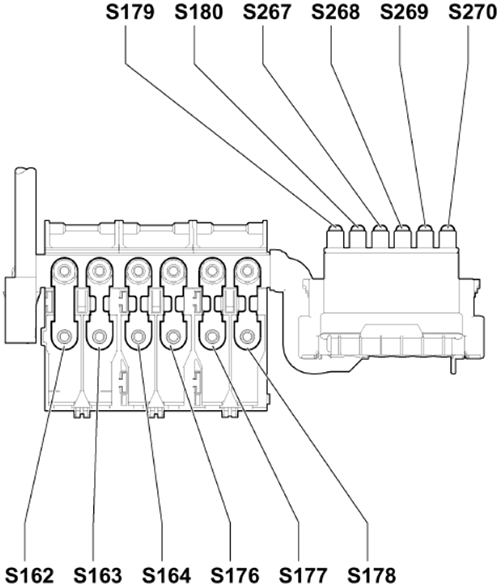 Volkswagen Polo (Mk4; 2005-2010): Engine compartment fuse box diagram