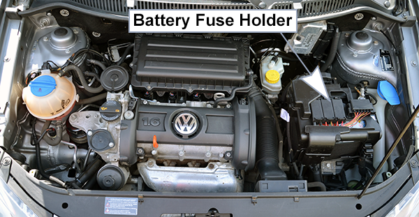 Volkswagen Polo (Mk4; 2005-2010): Engine compartment fuse box location