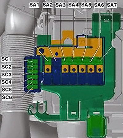 Volkswagen Polo (Mk5; 2010-2014): Engine compartment fuse box diagram