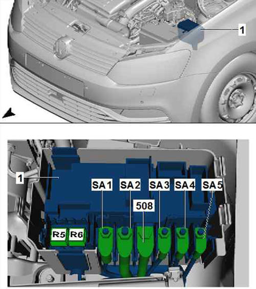 Volkswagen Polo (Mk5; 2014-2017): Fuse Holder A