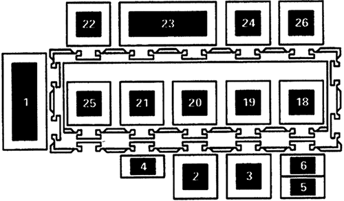 Volkswagen Sharan (1995-1997): Additional relay plate and junctions