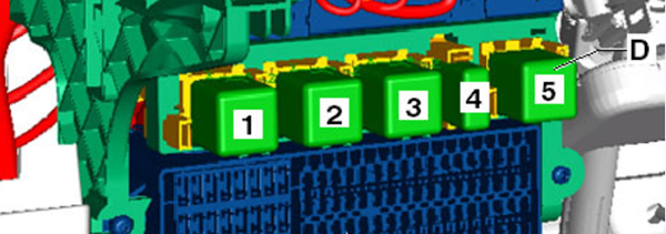 Volkswagen Tiguan (2008-2011): Relay and fuse carrier 1