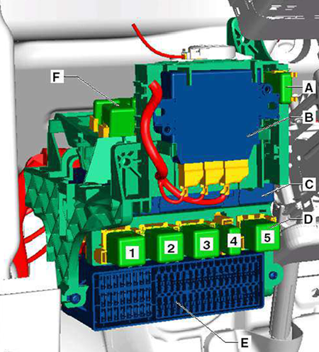 Volkswagen Tiguan (2011-2016): Relay and fuse carrier 1