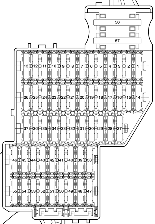 Volkswagen Touareg (2003-2006): Left instrument panel fuse box diagram