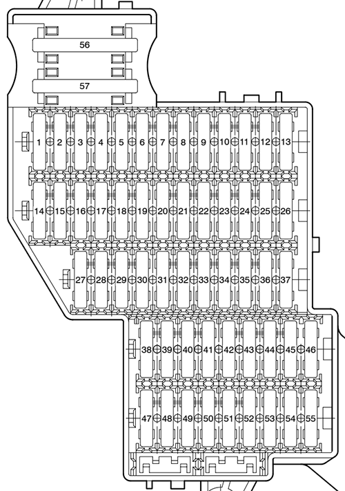 Volkswagen Touareg (2003-2006): Right instrument panel fuse box diagram