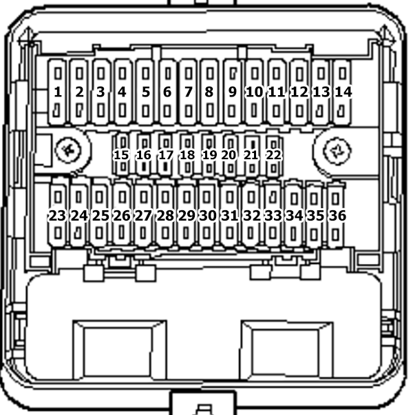 Volkswagen Transporter (T5; 2003-2004): Engine compartment fuse box diagram