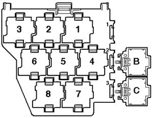 Volkswagen Transporter (T5; 2003-2009): Relay carrier electronics box (1.9L)