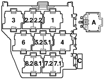 Volkswagen Transporter (T5.1; 2009-2010): Relay carrier electronics box (AXA)