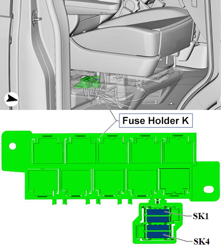 Volkswagen Transporter (T6.1; 2019-2021): Fuse Holder K