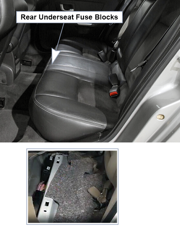 Cadillac CTS (2005-2007): Rear Underseat Fuse Block location