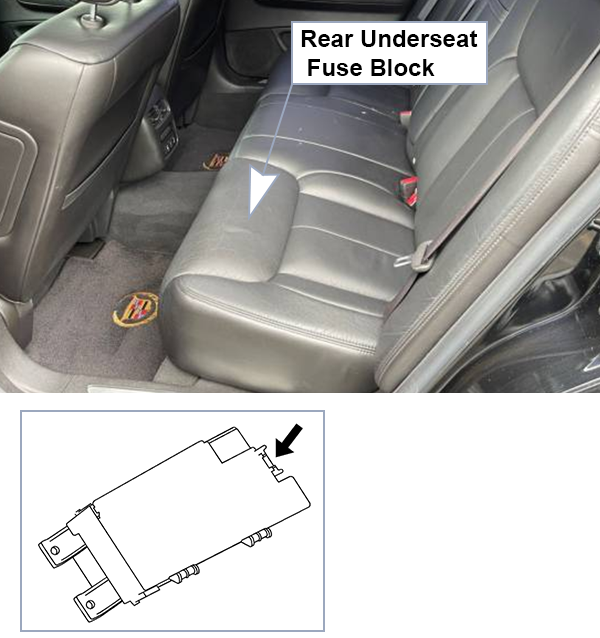 Fuse Box Diagrams Cadillac DTS (2006-2007): Rear Underseat Fuse Block location