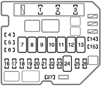 Scion xD (2008): Engine compartment fuse box diagram