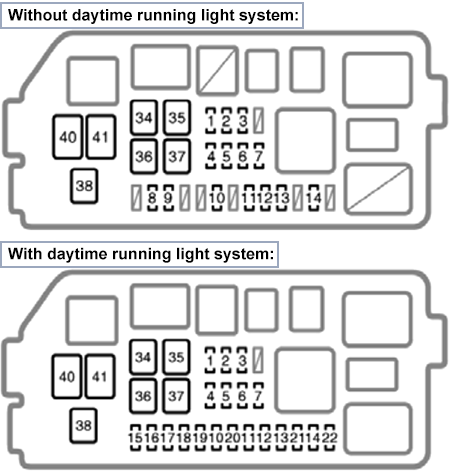 Toyota 4Runner (N180; 2001): Engine compartment fuse box diagram