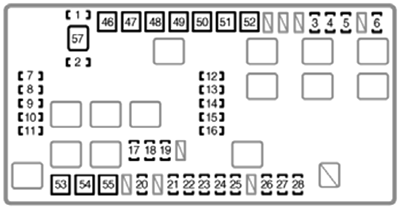 Toyota 4Runner (N210; 2003): Engine compartment fuse box diagram
