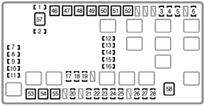Toyota 4Runner (N210; 2005): Engine compartment fuse box diagram