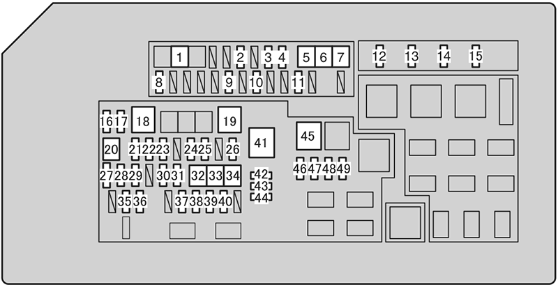 Toyota 4Runner (N280; 2013): Engine compartment fuse box diagram