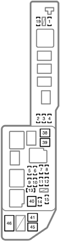 Toyota Camry (2000): Engine compartment fuse box diagram