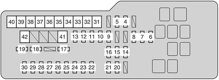 Toyota Camry (2008): Engine compartment fuse box diagram