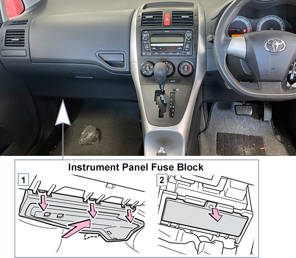 Toyota Corolla Ascent (2009-2012): Passenger compartment fuse panel location