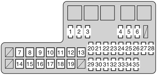 Toyota Hilux (2011-2015): Engine compartment fuse box diagram