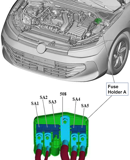 Volkswagen Passat (B9; 2023-2024): Fuse Holder A