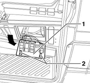 Volkswagen Transporter LT (1996-2006): Auxiliary relay/fuse carrier under driver's seat