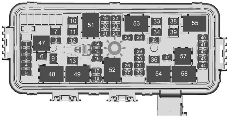 Cadillac CT4 (2020): Engine compartment fuse box diagram