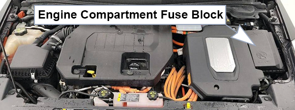 Cadillac ELR (2014-2016): Engine compartment fuse box location