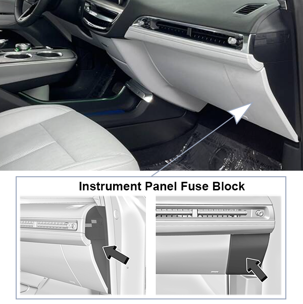 Cadillac Lyriq (2023-2024): Instrument panel fuse box location