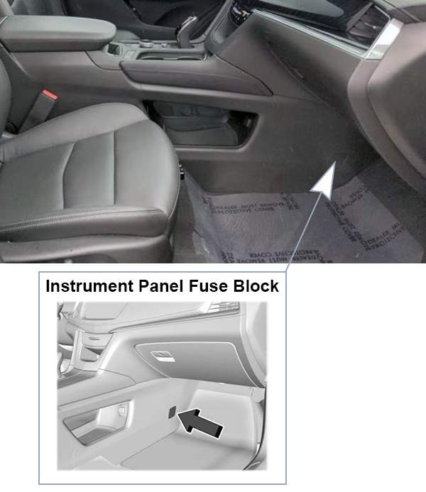 Cadillac XT6 (2020-2024): Instrument panel fuse box location