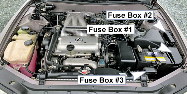 Lexus ES 300 (1994-1996): Engine compartment fuse box location