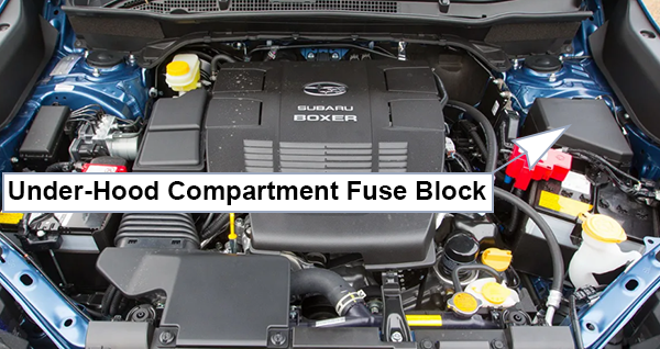 Subaru Forester (2019-2021): Engine compartment fuse box location