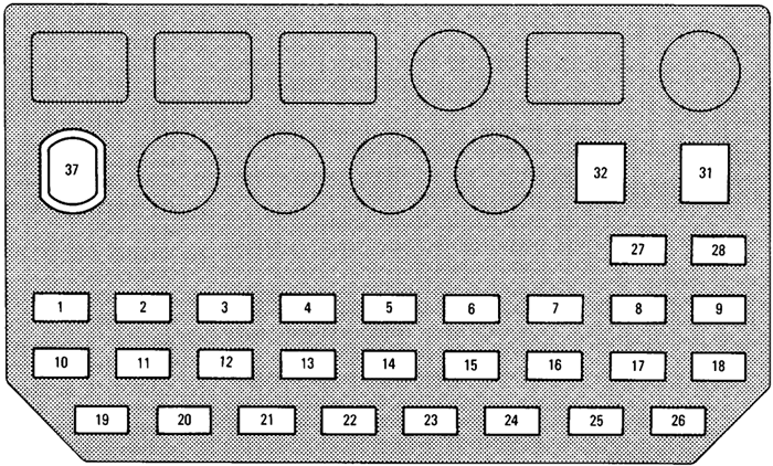 Toyota Previa (1996-1997): Instrument panel fuse box diagram