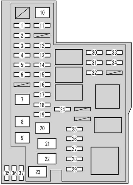 Toyota RAV4 (XA40 EU&AU; 2013-2015): Engine compartment fuse box #1 diagram