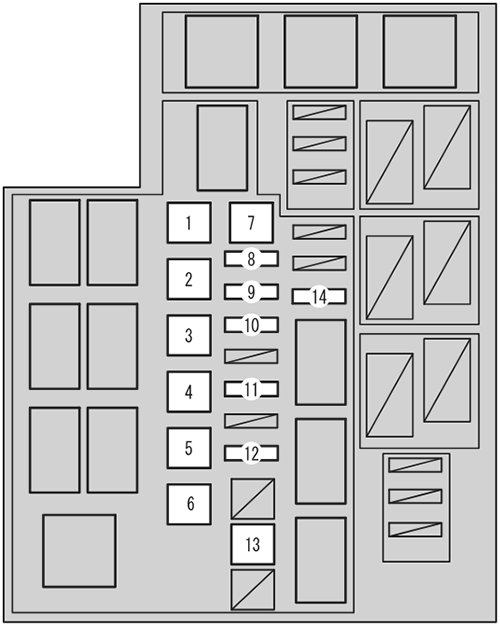 Toyota RAV4 (XA40 EU&AU; 2013-2015): Engine compartment fuse box #2 diagram