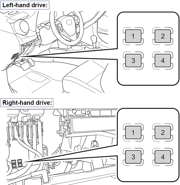 Toyota RAV4 (XA40 EU&AU; 2013-2015): Fuses behind the instrument panel