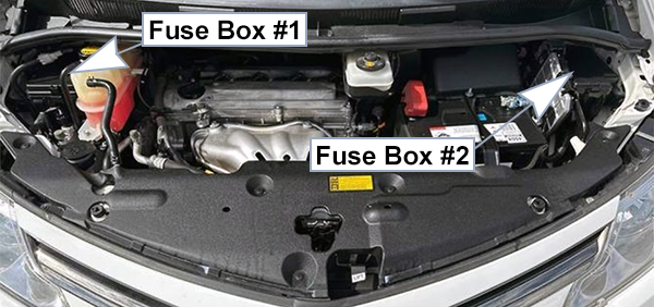 Toyota Tarago / Previa (2009-2012): Engine compartment fuse box location