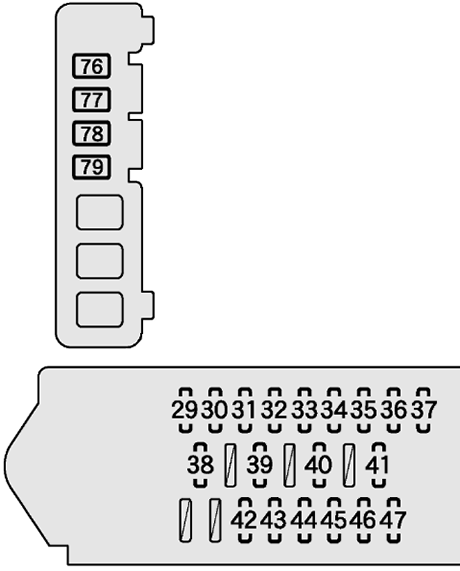 Toyota Tarago / Previa (2009-2012): Instrument panel fuse box #2 diagram