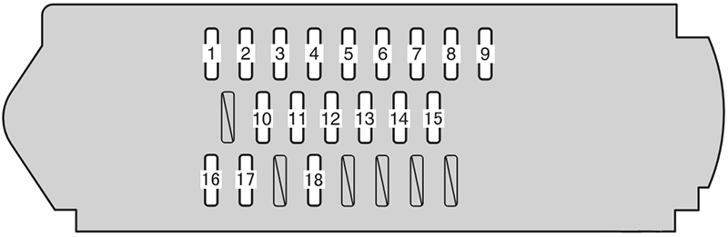 Toyota Tarago / Previa (2013-2015): Instrument panel fuse box #2 diagram