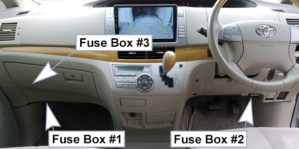 Toyota Tarago / Previa (2013-2015): Passenger compartment fuse panel location