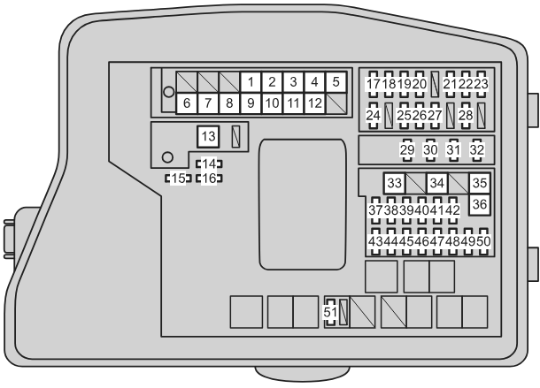 Toyota Verso (2013): Engine compartment fuse box diagram
